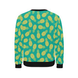 Pineapples pattern green background Men's Crew Neck Sweatshirt