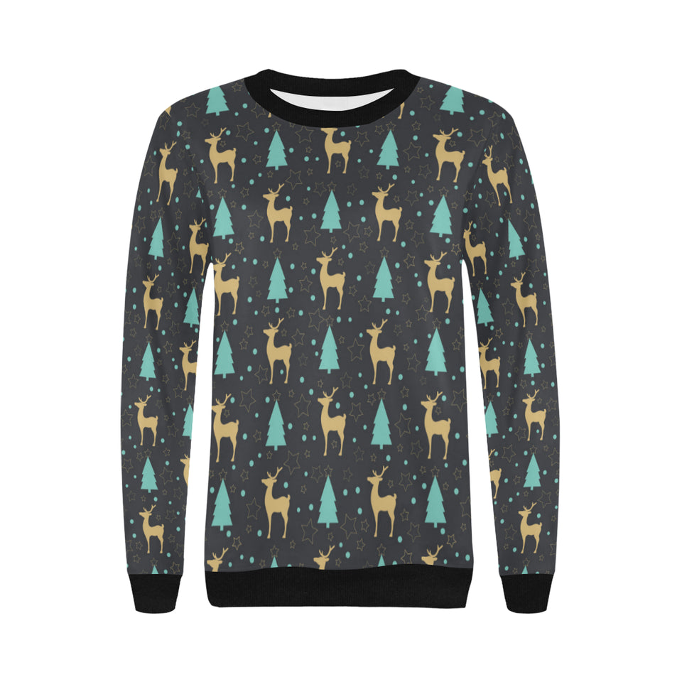 Deers star tree pattern Women's Crew Neck Sweatshirt