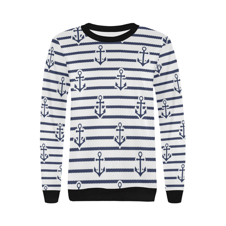 Anchor rope nautical  pattern Women's Crew Neck Sweatshirt