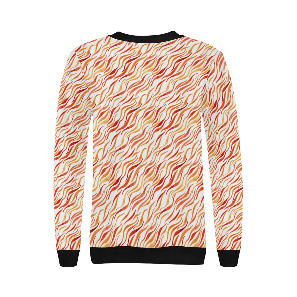 Fire flame watercolor pattern Women's Crew Neck Sweatshirt