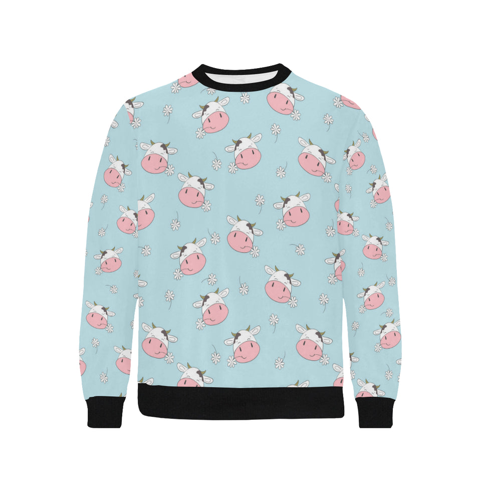 Cute cow flower pattern Men's Crew Neck Sweatshirt