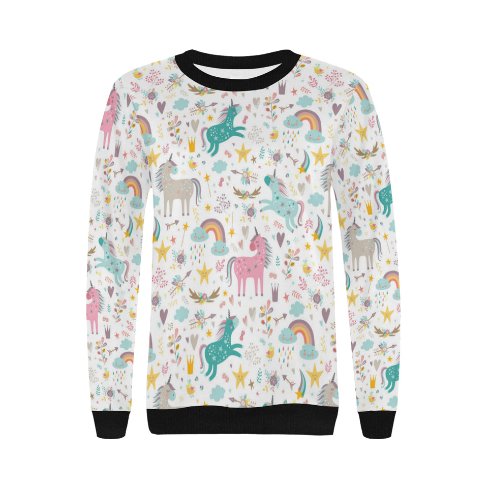 Colorful unicorn pattern Women's Crew Neck Sweatshirt