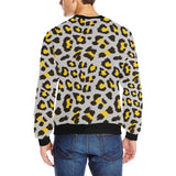 Gray Leopard print pattern Men's Crew Neck Sweatshirt
