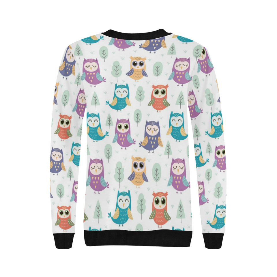 Cute owl pattern Women's Crew Neck Sweatshirt