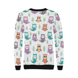 Cute owl pattern Women's Crew Neck Sweatshirt