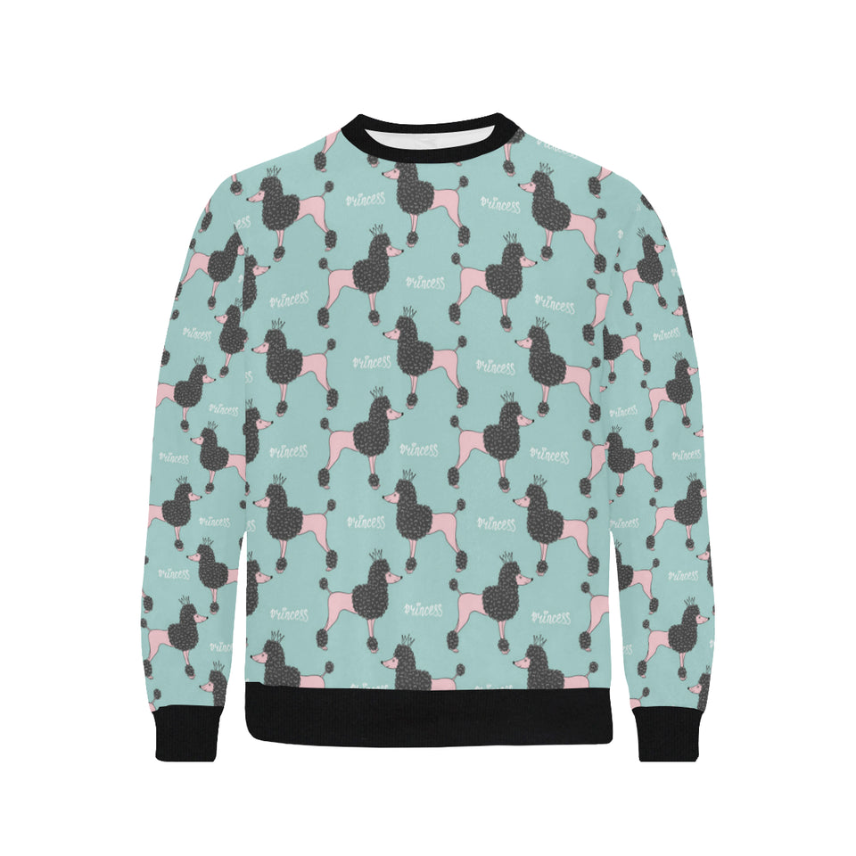 poodle dog green background Men's Crew Neck Sweatshirt