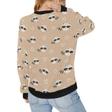 Cute raccoon heart pattern Women's Crew Neck Sweatshirt