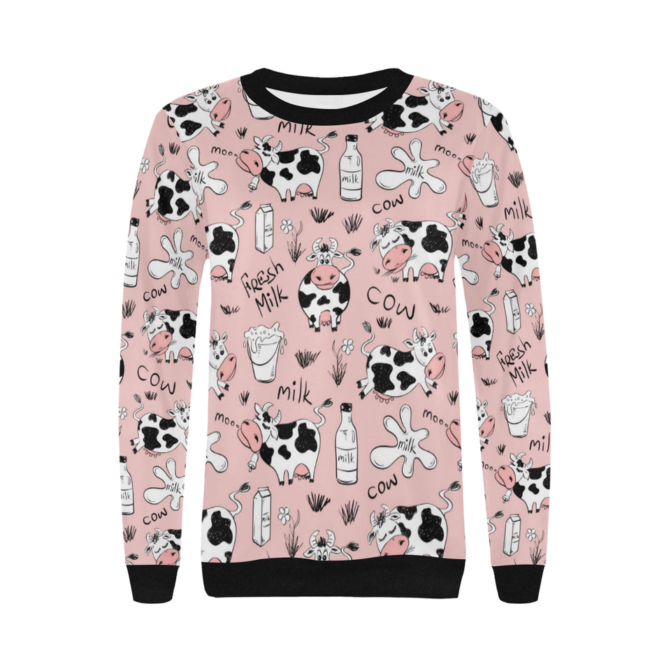 Cows milk product pink background Women's Crew Neck Sweatshirt