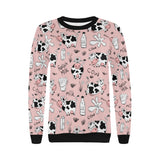 Cows milk product pink background Women's Crew Neck Sweatshirt