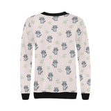 cute raccoons leaves pattern Women's Crew Neck Sweatshirt