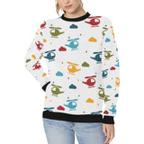 Colorful helicopter pattern Women's Crew Neck Sweatshirt