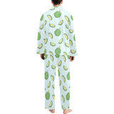 Durian pattern blue background Men's Long Pajama Set