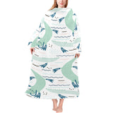 Crocodile diver pattern Blanket Robe with Sleeves
