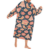Christmas gingerbread cookie pattern Blanket Robe with Sleeves
