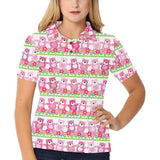 Teddy Bear Pattern Print Design 04 Women's All Over Print Polo Shirt