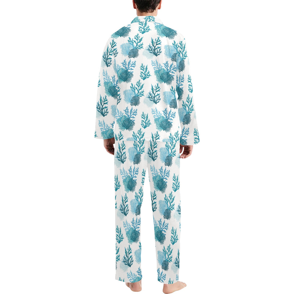 Coral Reef Pattern Print Design 04 Men's Long Pajama Set