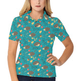 Hedgehog Pattern Print Design 01 Women's All Over Print Polo Shirt