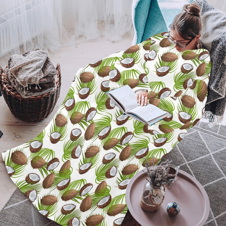 Coconut Pattern Print Design 04 Blanket Robe with Sleeves