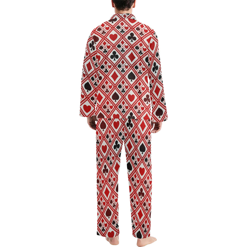 Casino Cards Suits Pattern Print Design 03 Men's Long Pajama Set