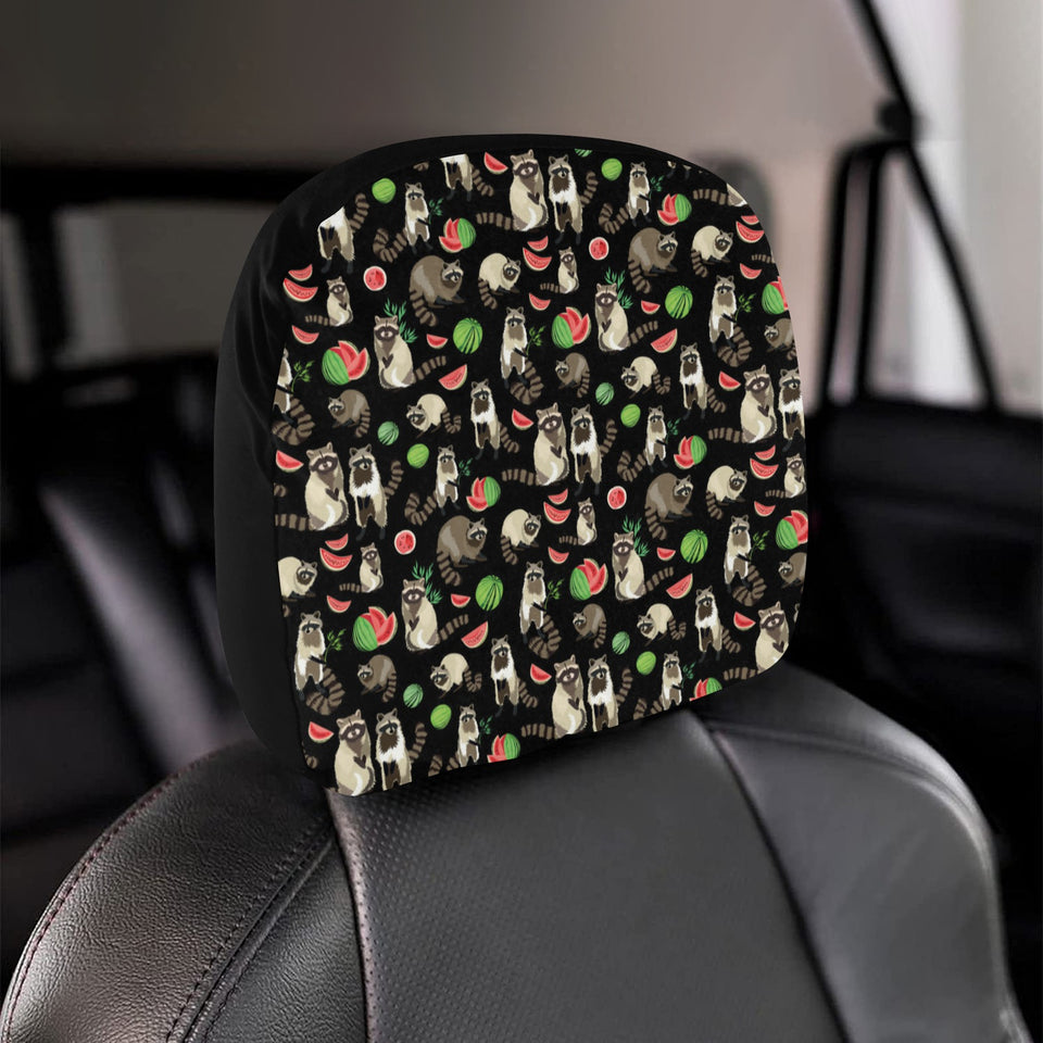 Raccoon watermelon pattern Car Headrest Cover