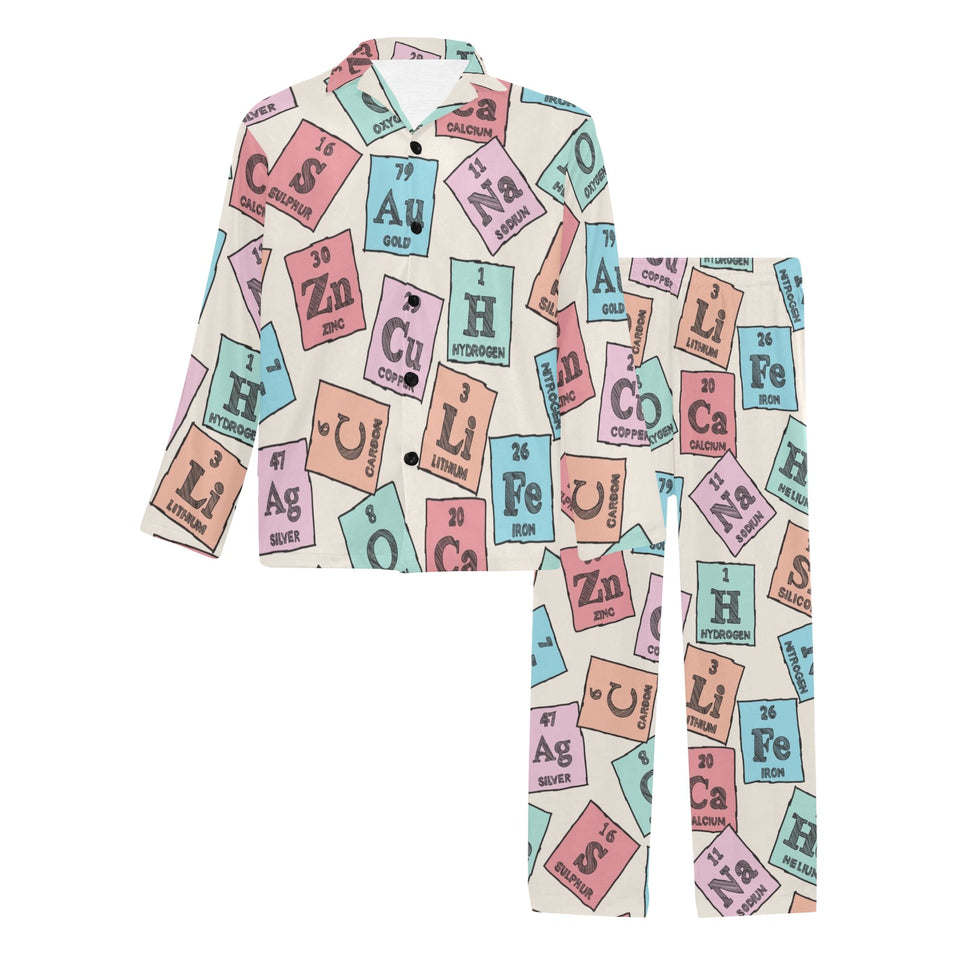 Chemistry Periodic Table Pattern Print Design 02 Men's Long Pajama Set