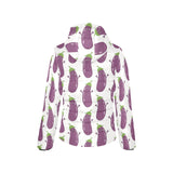Eggplant Pattern Print Design 01 Women's Padded Hooded Jacket