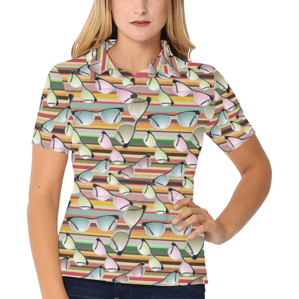 Sun Glasses Pattern Print Design 02 Women's All Over Print Polo Shirt