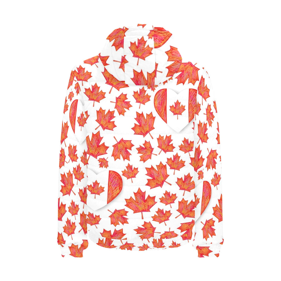 Canada Pattern Print Design 02 Men's Padded Hooded Jacket
