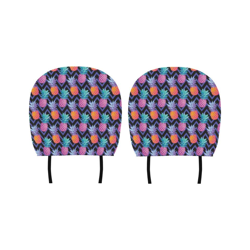 Pineapples pattern zigzag background Car Headrest Cover