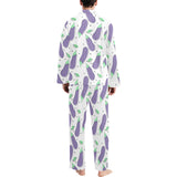 Eggplant Pattern Print Design 05 Men's Long Pajama Set
