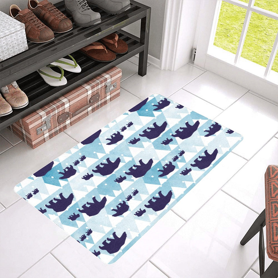 polar bear winter snow pattern Doormat