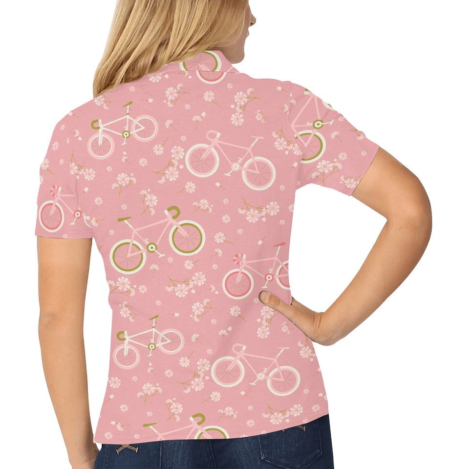Bicycle Pattern Print Design 02 Women's All Over Print Polo Shirt