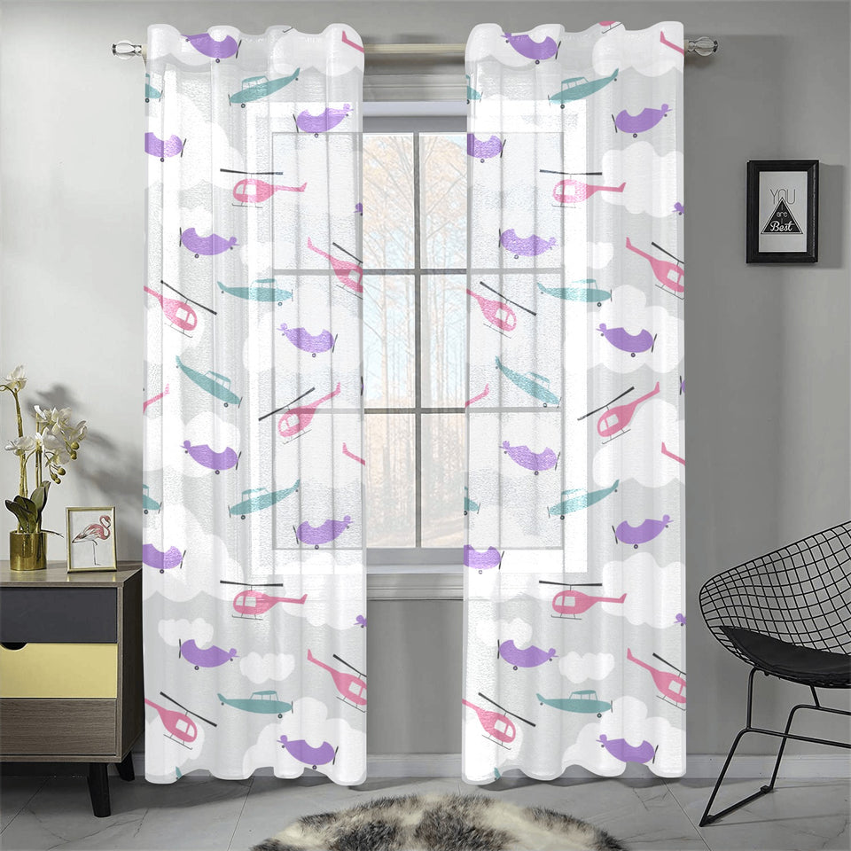 Helicopter plane pattern Gauze Curtain