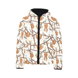 Sloths hanging on the tree pattern Kids' Boys' Girls' Padded Hooded Jacket