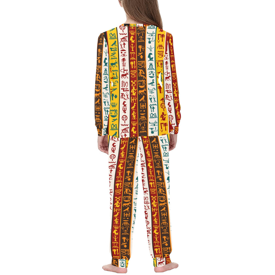 Egypt Hieroglyphics Pattern Print Design 01 Kids' Boys' Girls' All Over Print Pajama Set