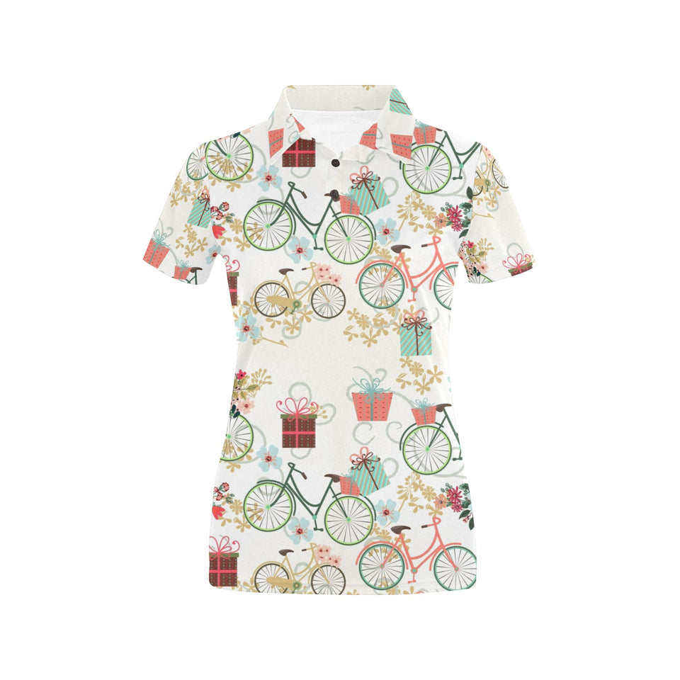 Bicycle Pattern Print Design 05 Women's All Over Print Polo Shirt
