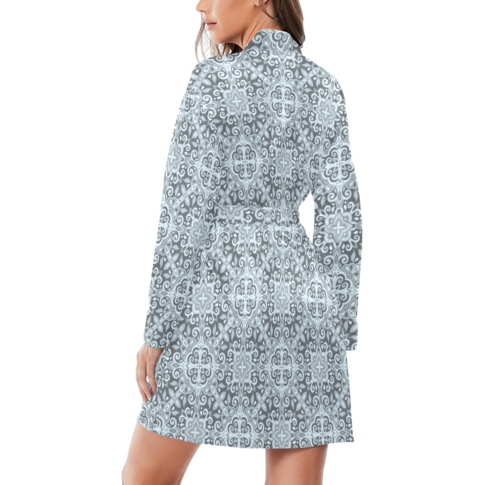 Traditional indian element pattern Women's Long Sleeve Belted Night Robe