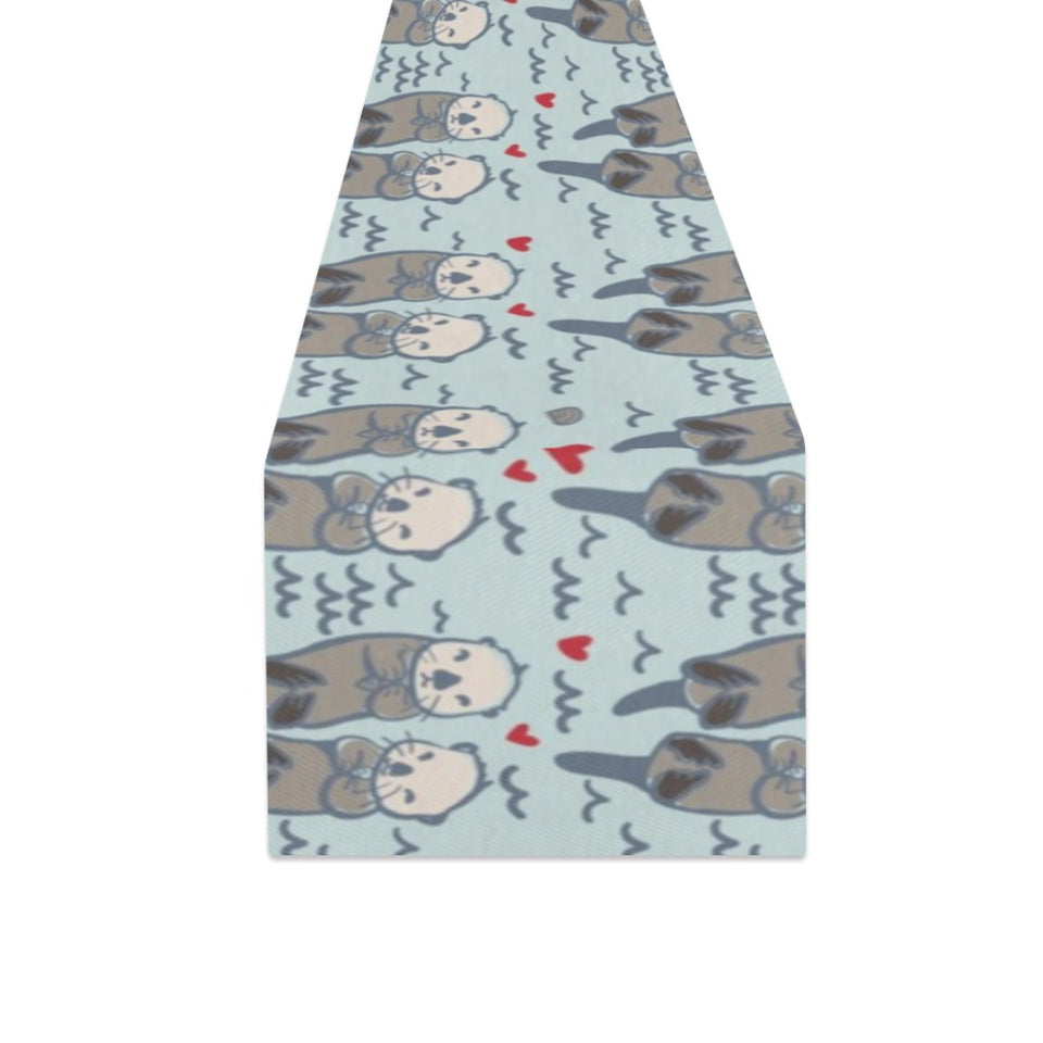 Lovely Sea Otter Pattern Table Runner