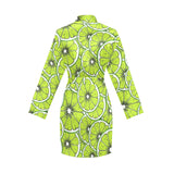Slices of Lime design pattern Women's Long Sleeve Belted Night Robe