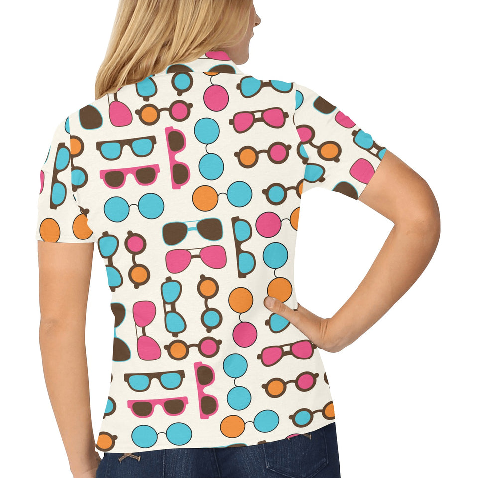 Sun Glasses Pattern Print Design 03 Women's All Over Print Polo Shirt