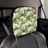 White orchid flower tropical leaves pattern Car Headrest Cover