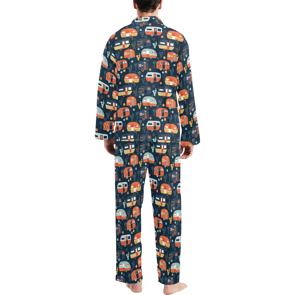 Camper Van Pattern Print Design 05 Men's Long Pajama Set