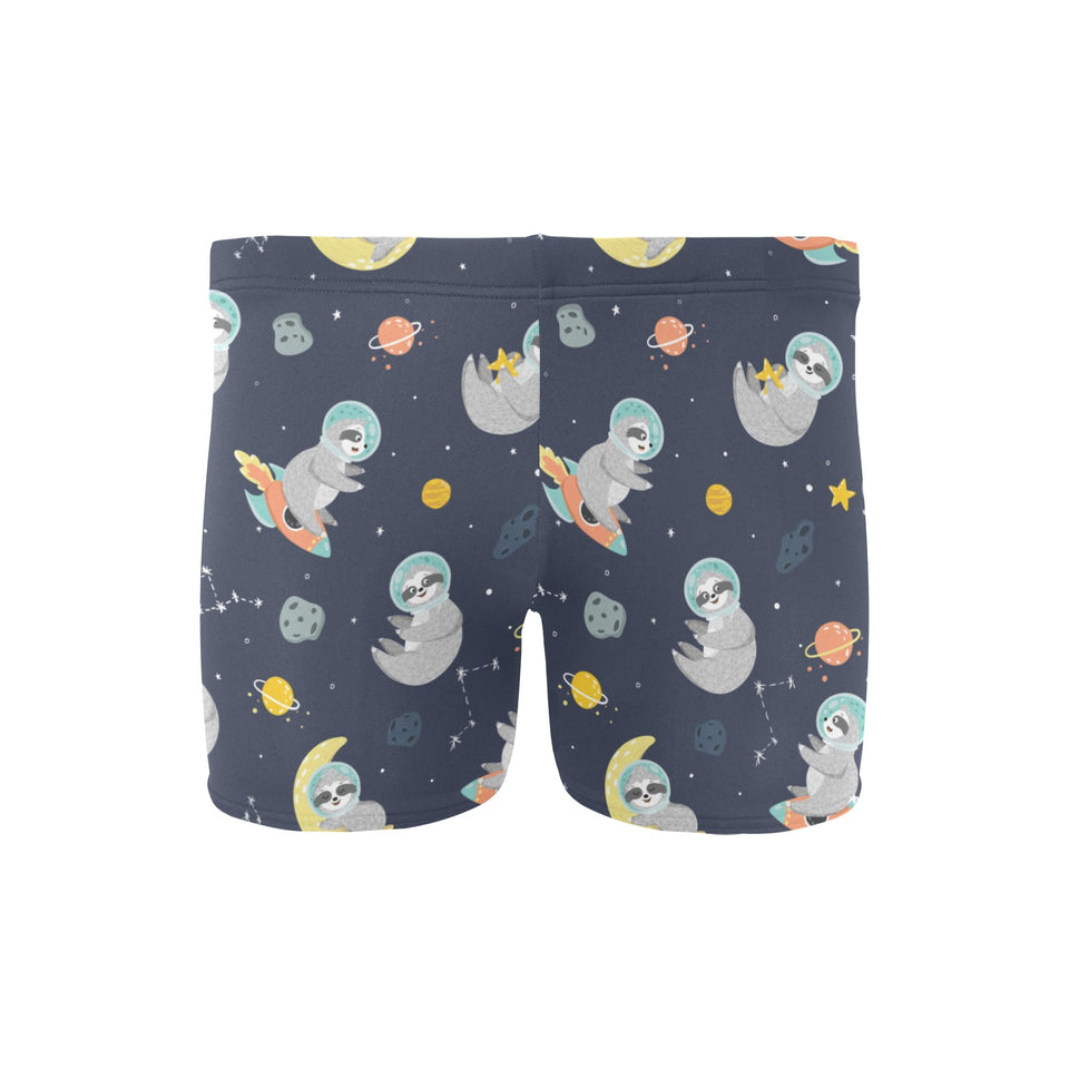 Cute sloth astronaut star planet rocket pattern Men's Swimming Trunks