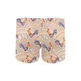 Cute rooster chicken cock floral ornament backgrou Men's Swimming Trunks
