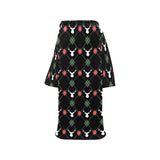 Deer Christmas new year pattern argyle Blanket Robe with Sleeves