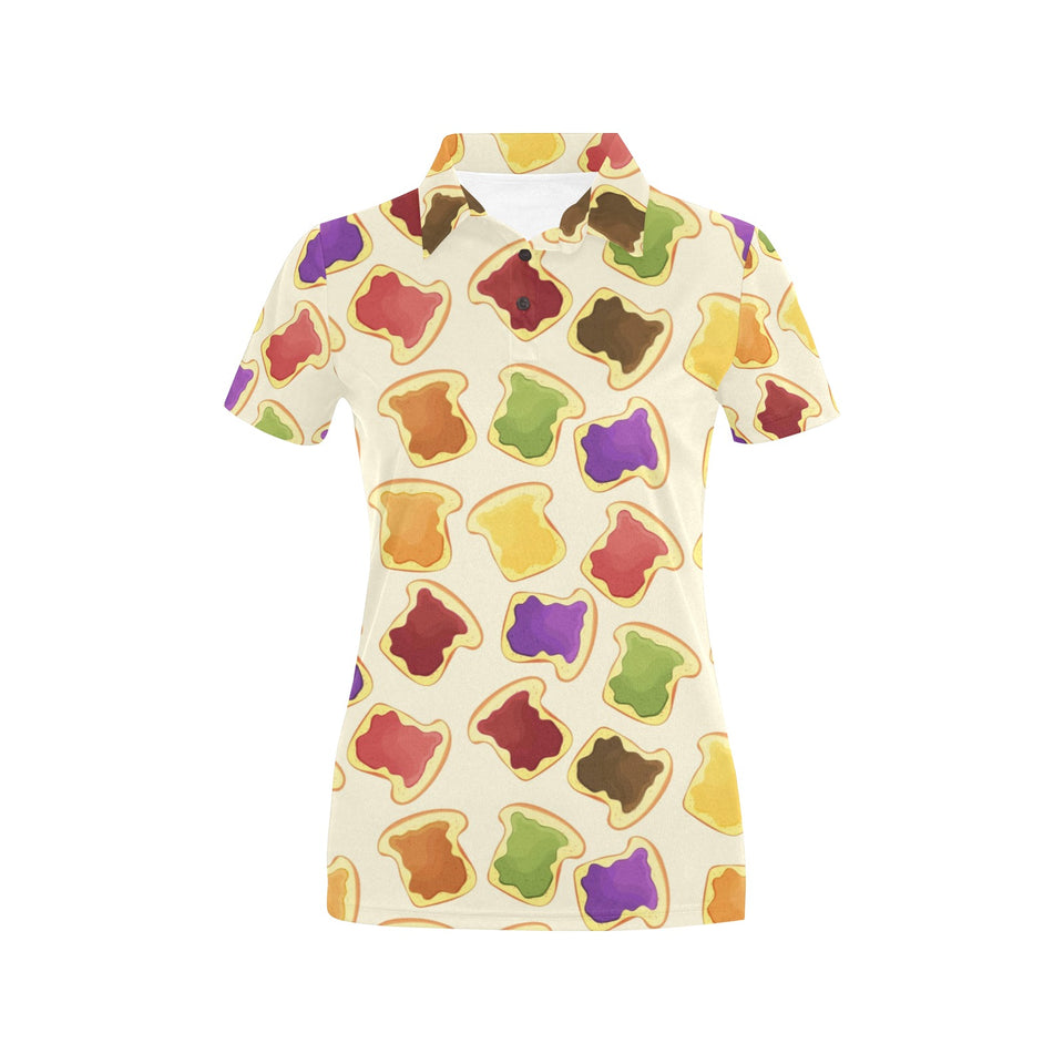 Bread Toast Pattern Print Design 02 Women's All Over Print Polo Shirt