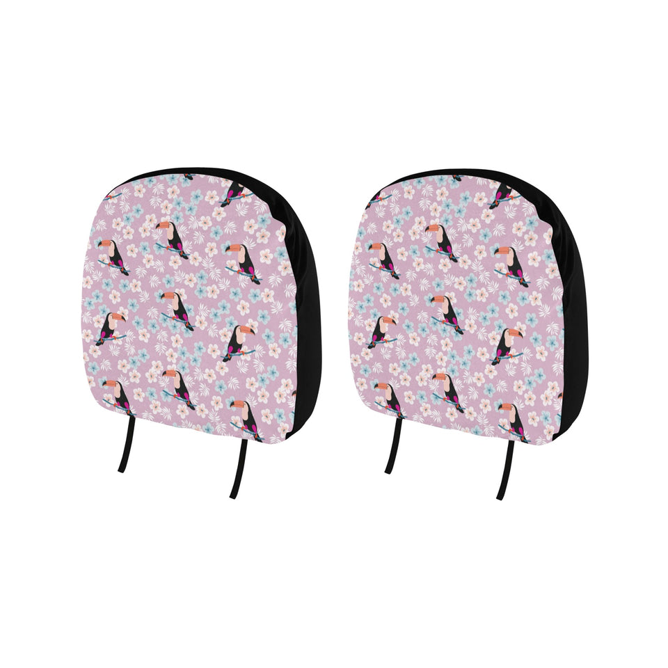 Beautiful toucan flower leaves Car Headrest Cover