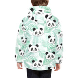 Panda pattern tropical leaves background Kids' Boys' Girls' Padded Hooded Jacket