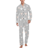 Heart pattern gray background Men's Long Pajama Set