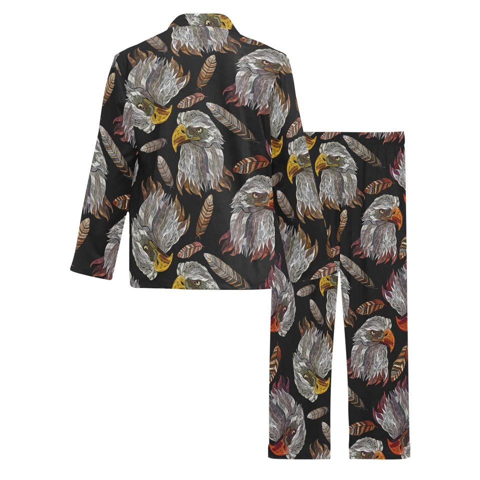 Eagle Pattern Print Design 05 Men's Long Pajama Set